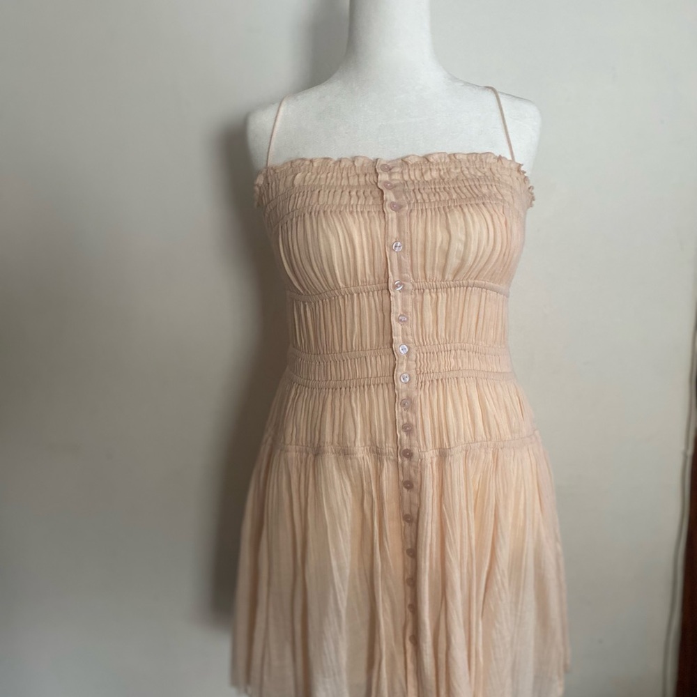 Free People blush Button-Down Mini Dress Lg xl